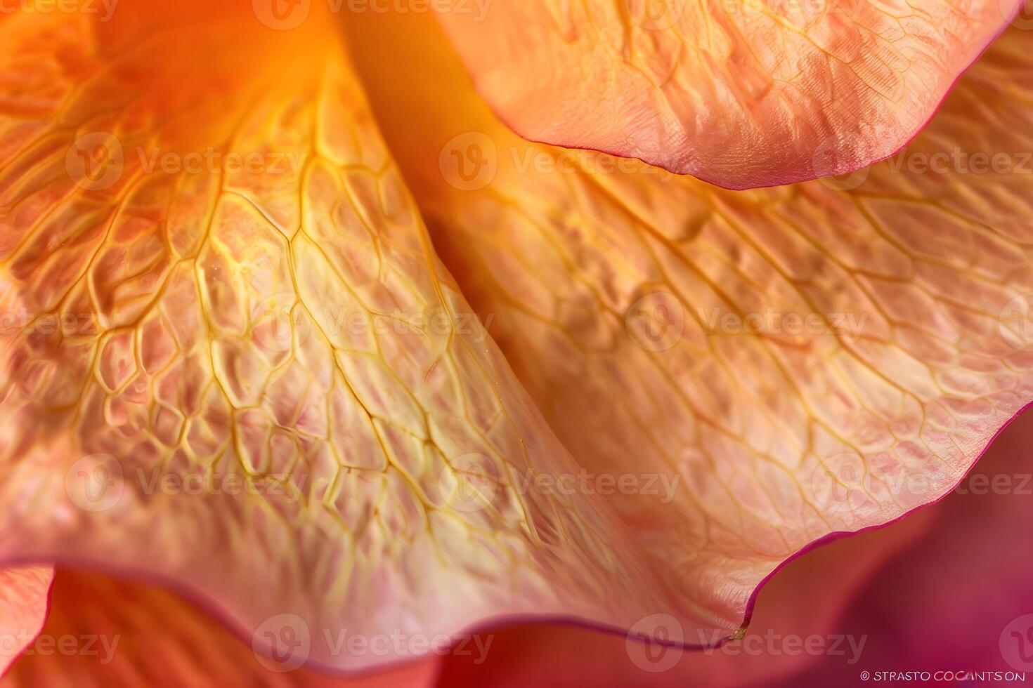 Exploring the Intricate Veins and Hues of a Rose Petal A Detailed Macro View of Delicate Flower Structure, Revealing Nature's Artistic Mastery with Vivid Colors and Textural Details. photo
