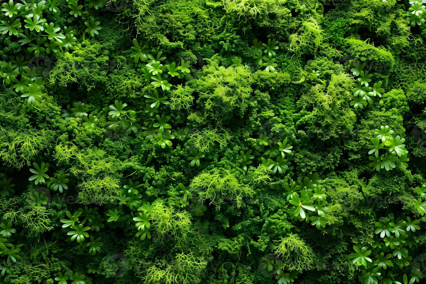 Exploring Lush Green Moss and Plant Life A Detailed Look at Diverse Textures and Shades of Green in Nature's Tapestry, Showcasing the Beauty of Botanicals and Their Varied Forms. photo