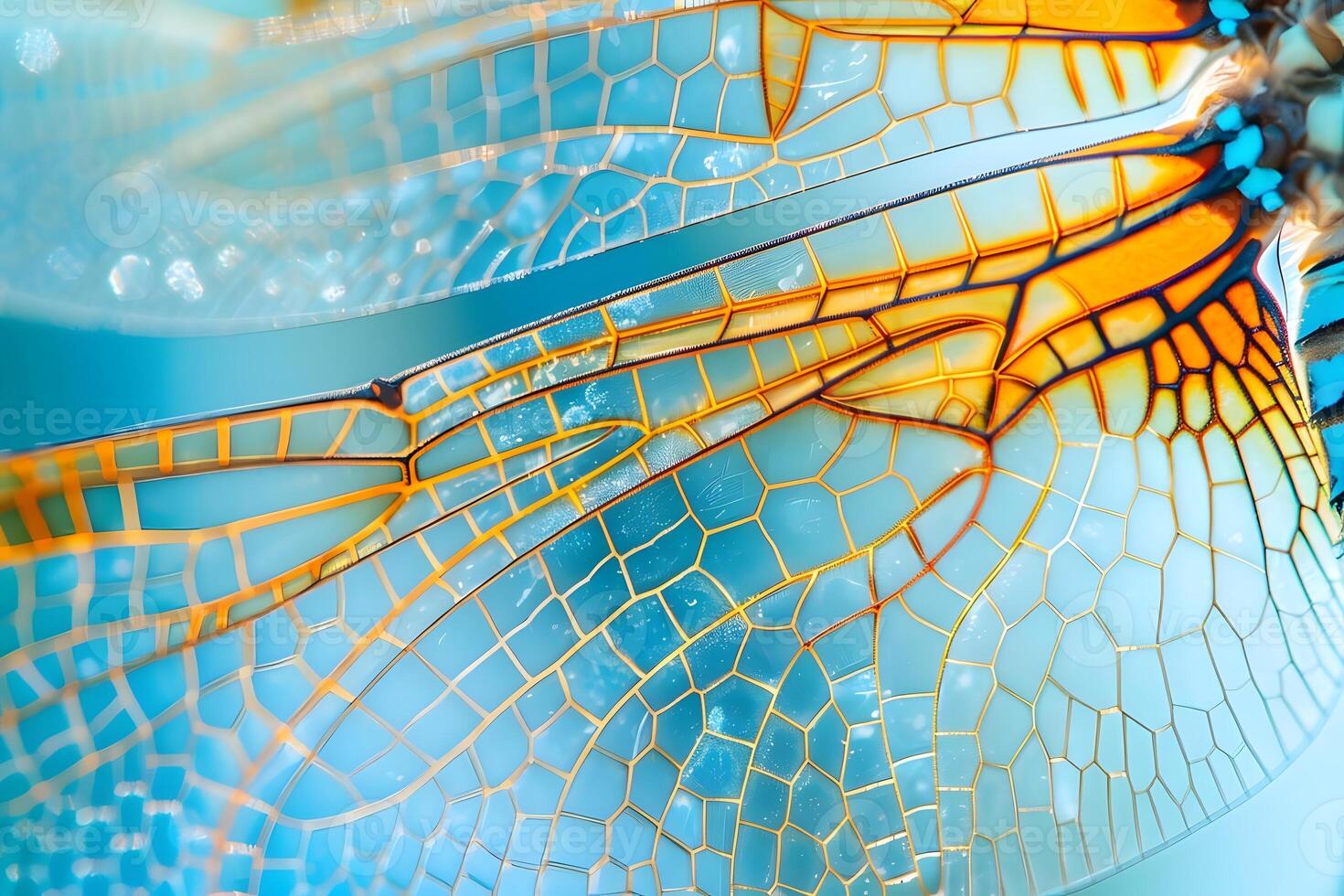 Dragonfly Wings Close-Up View of Intricate Vein Patterns, Revealing Nature's Geometric Marvels, A Stunning Display of Natural Art in Exquisite Detail and Vibrant Hues. photo