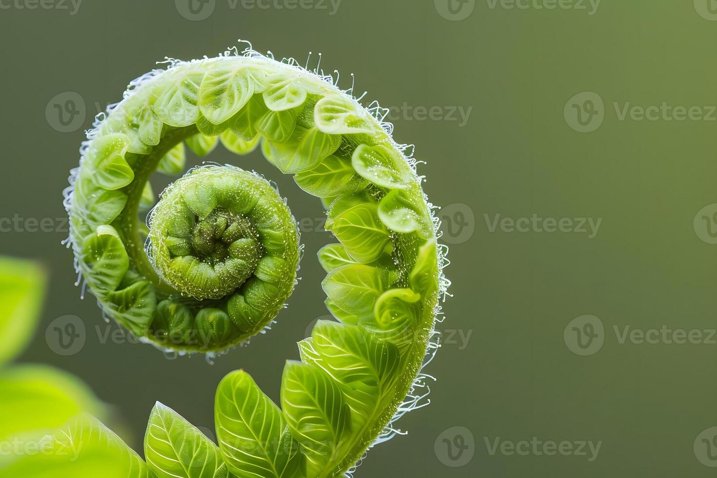 Unfurling Fern Frond A Close-Up View of Nature's Spiral, Showing Delicate Green Leaves Unfolding in a Stunning Display of Botanical Beauty, Revealing the Intricate Details of a Young Plant's Growth. photo