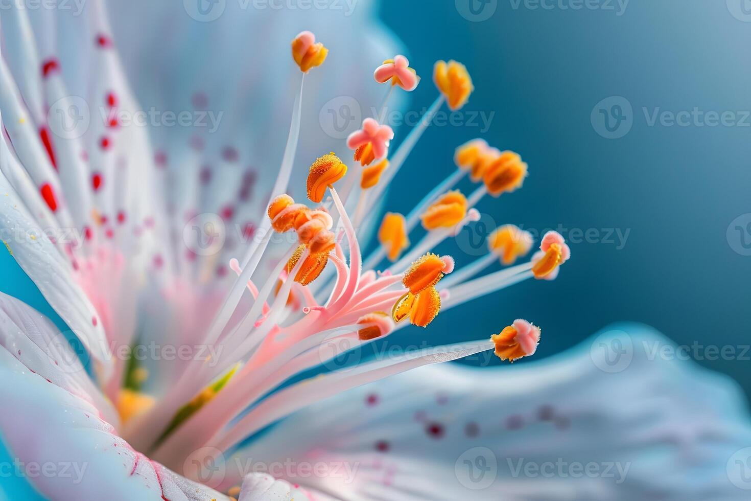 Macro Photography Reveals Intricate Details of Flower's Stamen and Pistil with Vivid Color and Exquisite Texture, Showcasing Nature's Artistic Design in Stunning Close-up. photo