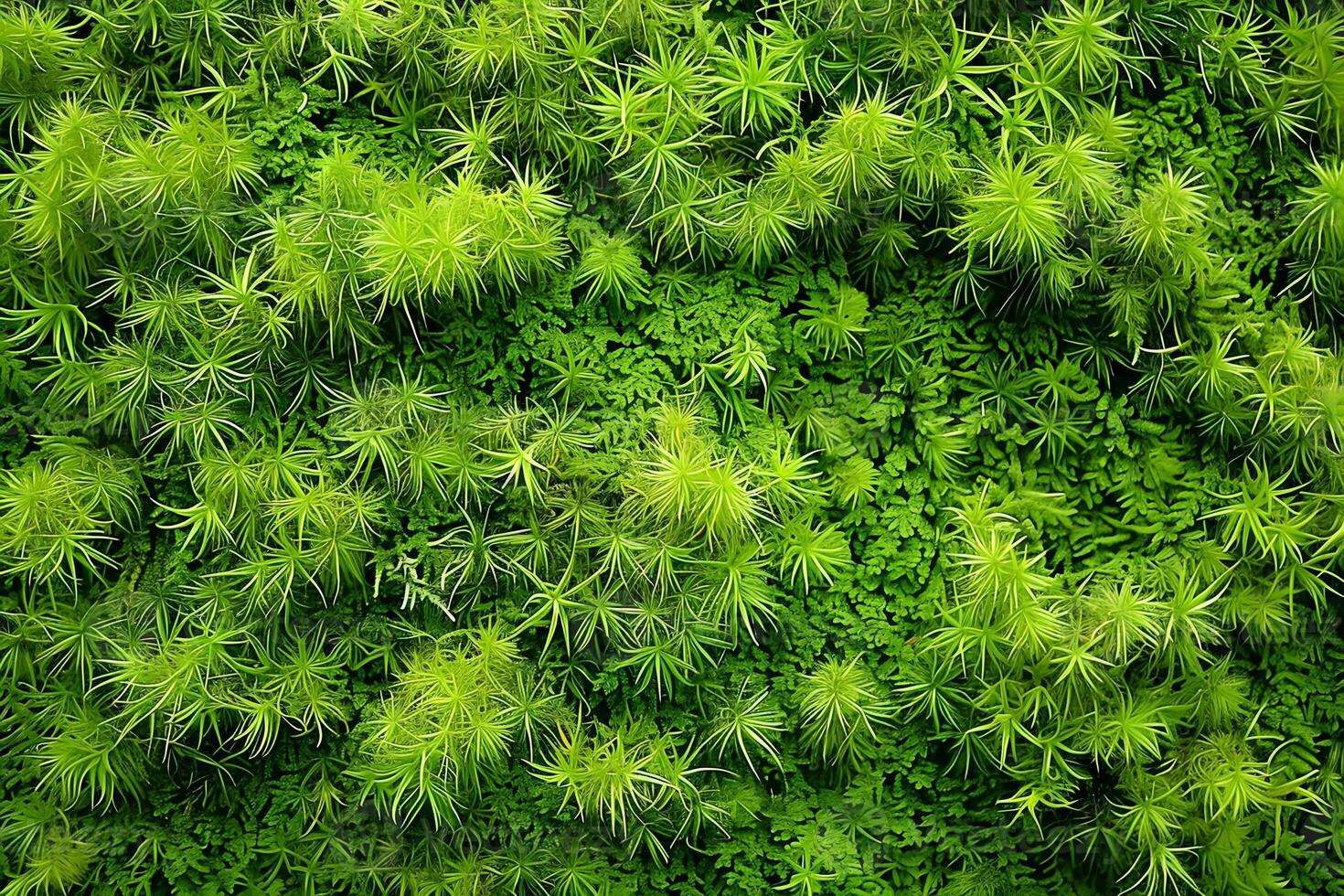 Exploring Lush Greenery A Detailed Look at Vibrant Moss and Fern Textures, Showcasing Nature's Intricate Designs in a Vivid Green Tapestry, Revealing the Beauty of Botanical Diversity Abundantly. photo