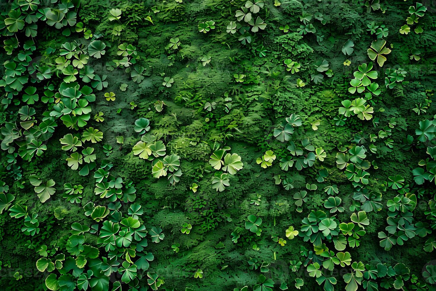 Lush Green Clover and Moss A Vibrant Tapestry of Nature's Texture, Abundant with Vivid Green Hues, Showcasing a Thriving Ecosystem of Plants. Exploring the Beauty of Botanical Diversity. photo