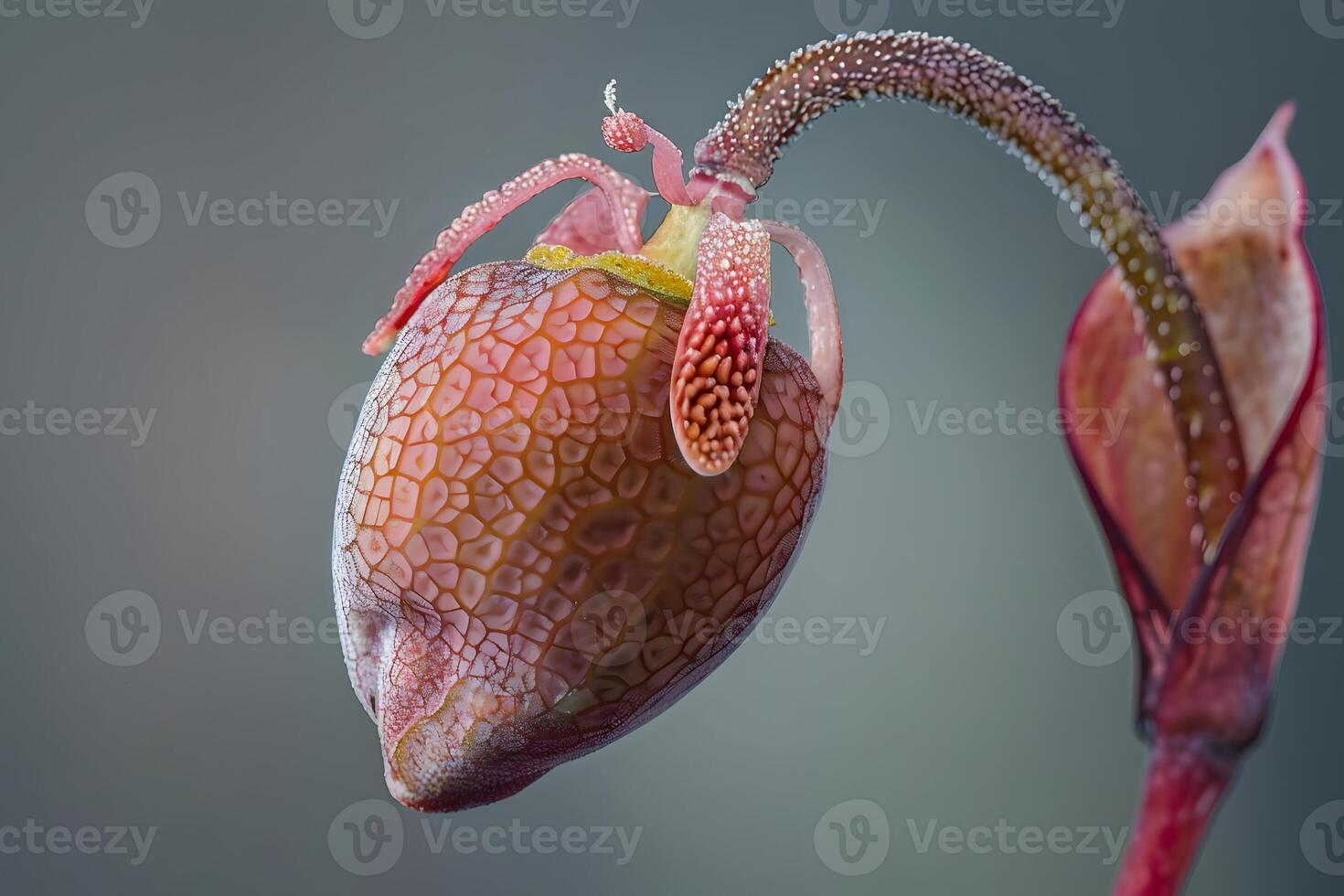 Exploring the Intricate Details of a Unique Flower's Bloom A Close-Up Macro Study Revealing Stunning Textures and Patterns in Nature's Design, Showcasing Botanical Wonders with Exquisite Detail. photo