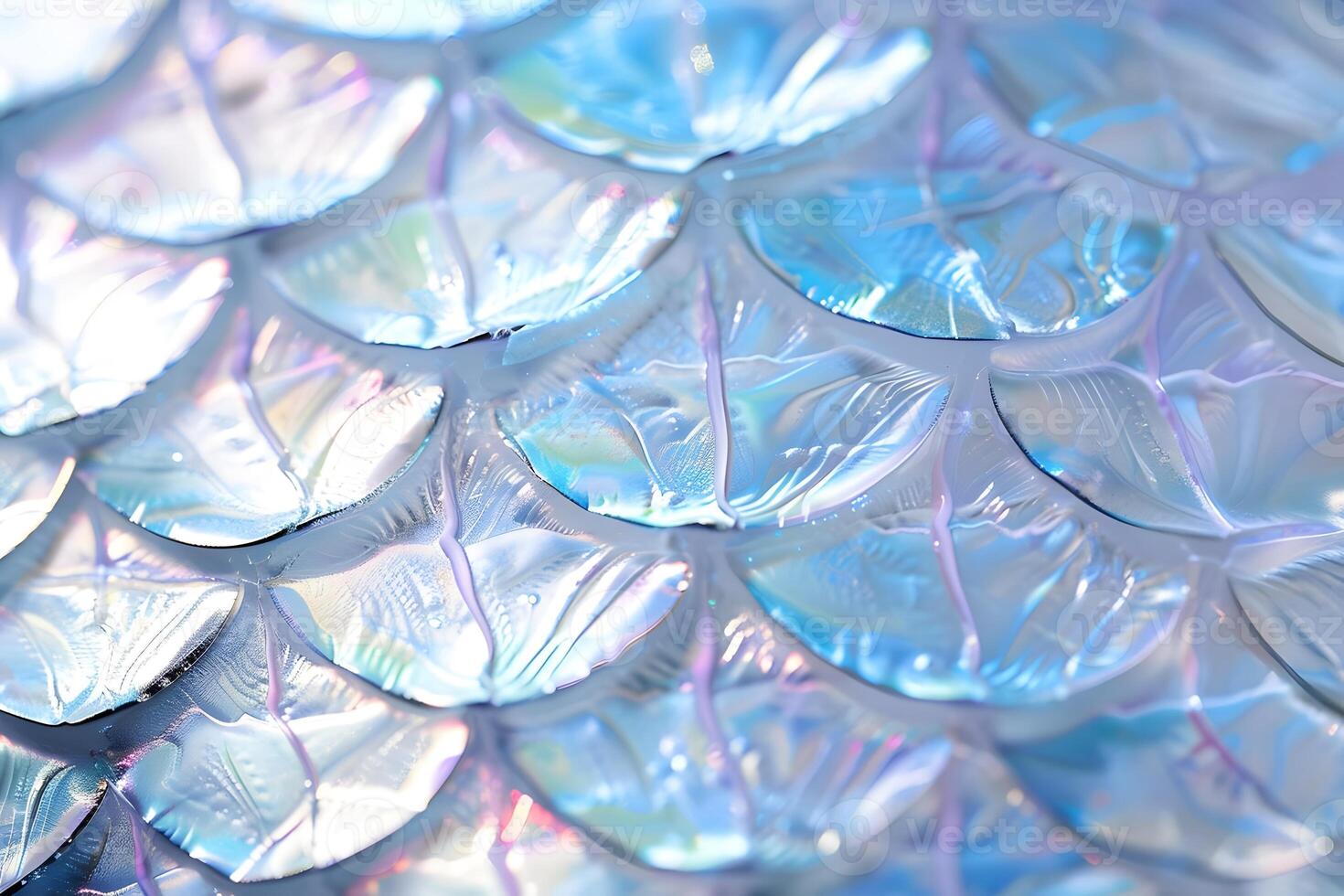 Iridescence Unveiled Abstract Shapes Shimmer and Reflect Light in a Captivating Display of Textured Beauty, Evoking Dreams of Underwater Worlds and Mystical Creatures. photo