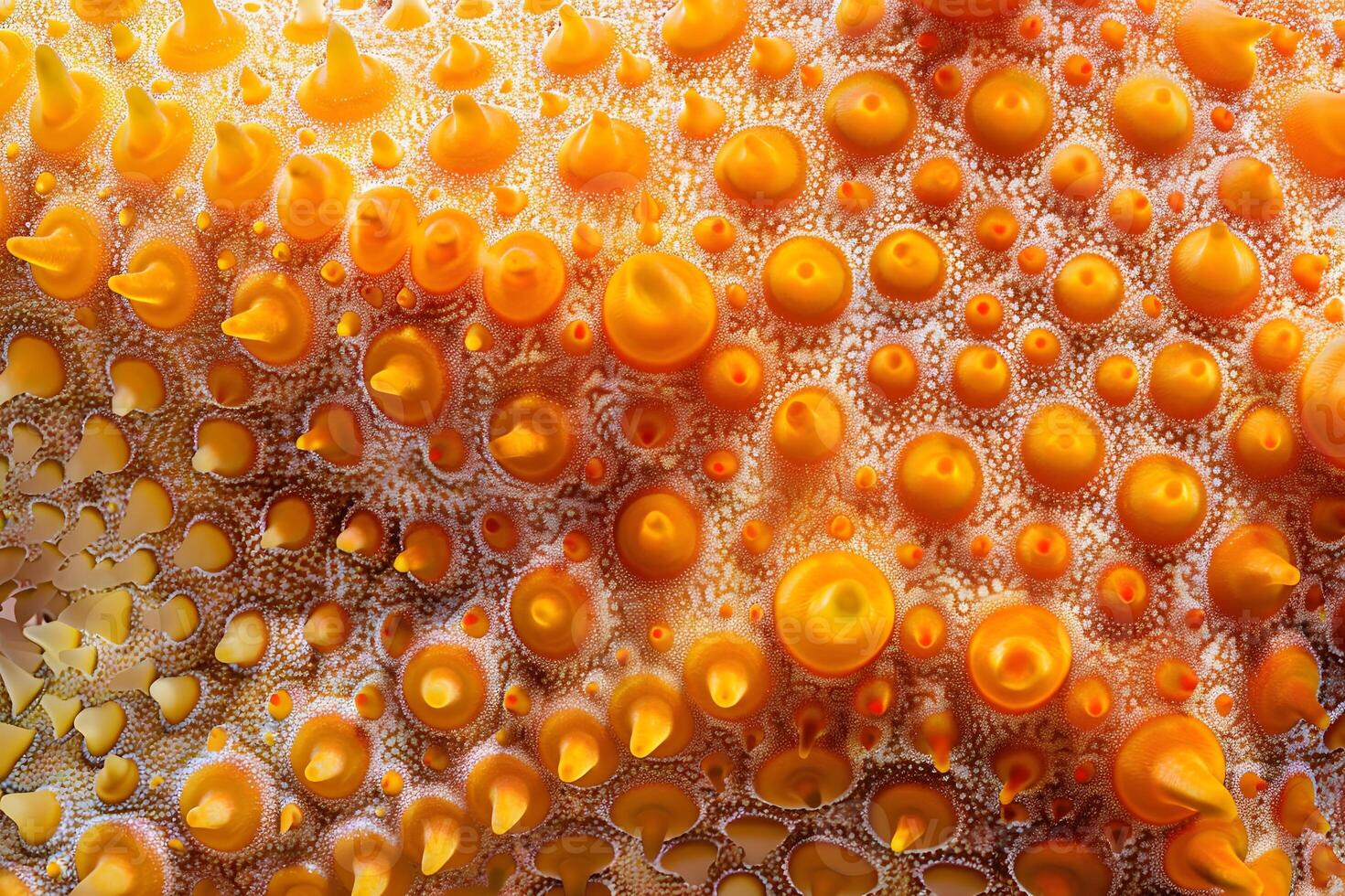 Exploring the Intricate Surface Texture of a Starfish A Close-Up View Reveals its Amazing Pattern of Pedicellariae and Papulae, Showcasing the Beauty of Marine Invertebrates photo