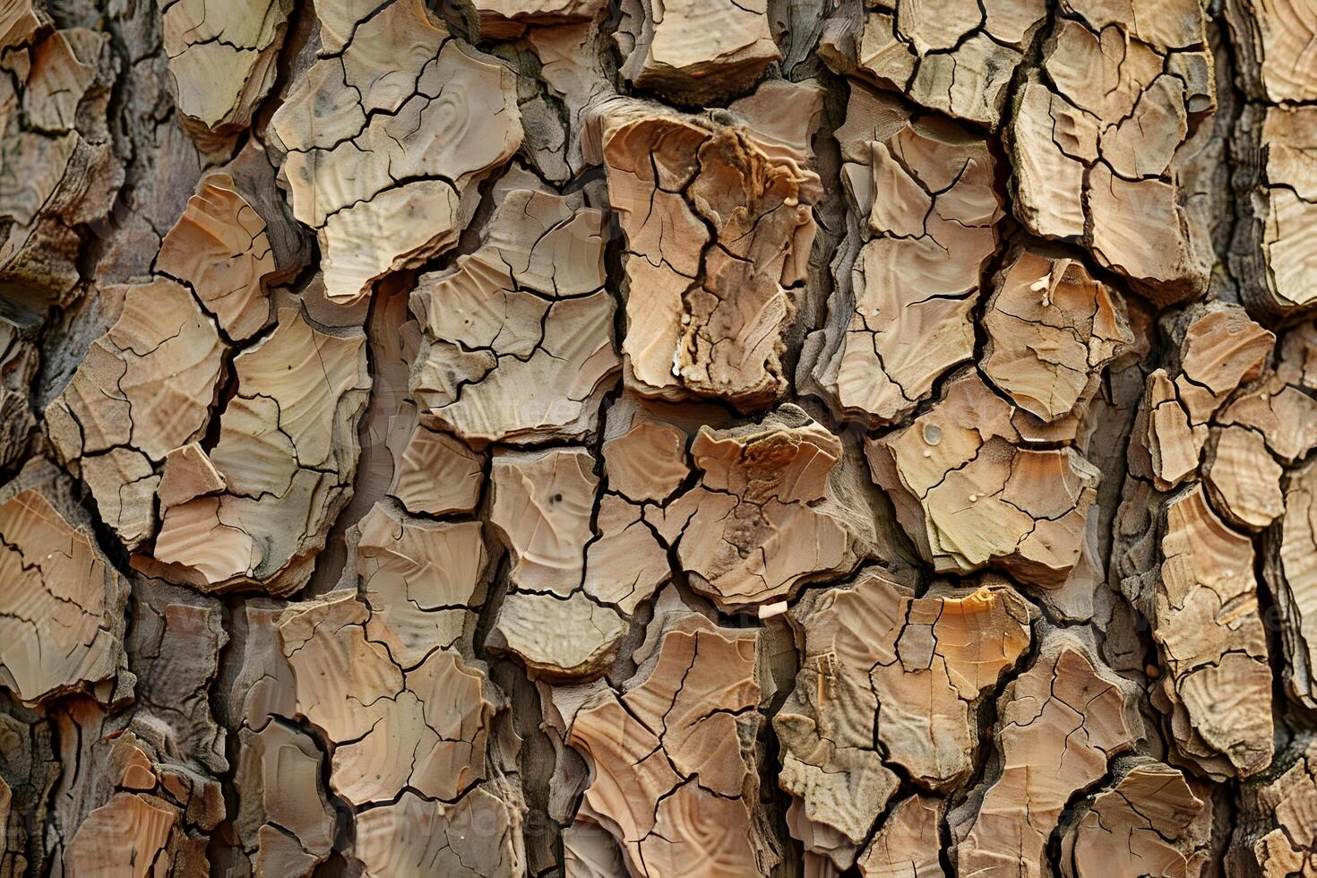 Exploring the Intricate Texture of Cracked Tree Bark A Close-Up Study of Natural Patterns and Variations in Tree Trunk Surface, Revealing the Beauty of Nature's Design with Detailed Macro Photography. photo