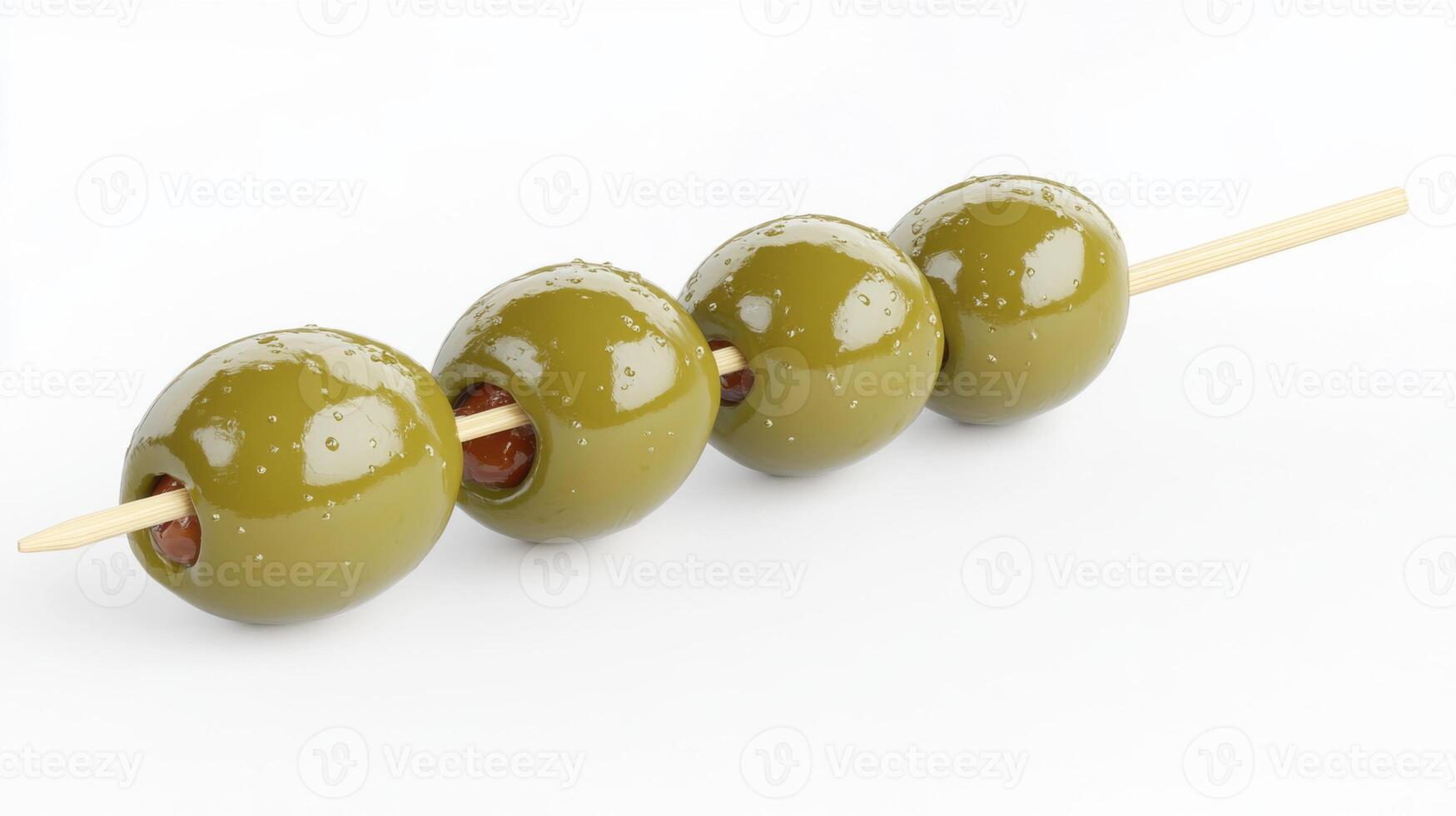 Green Olives on a Skewer Appetizer Delightful Mediterranean Snack photo