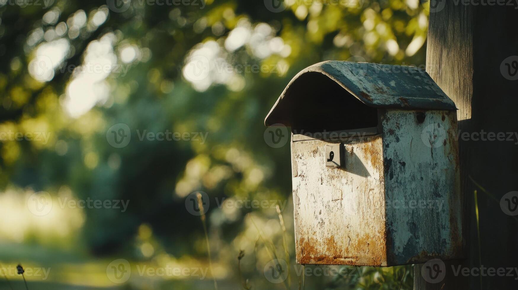 Rustic Old Mailbox in a Tranquil Green Setting Awe-Inspiring Summer Scene photo