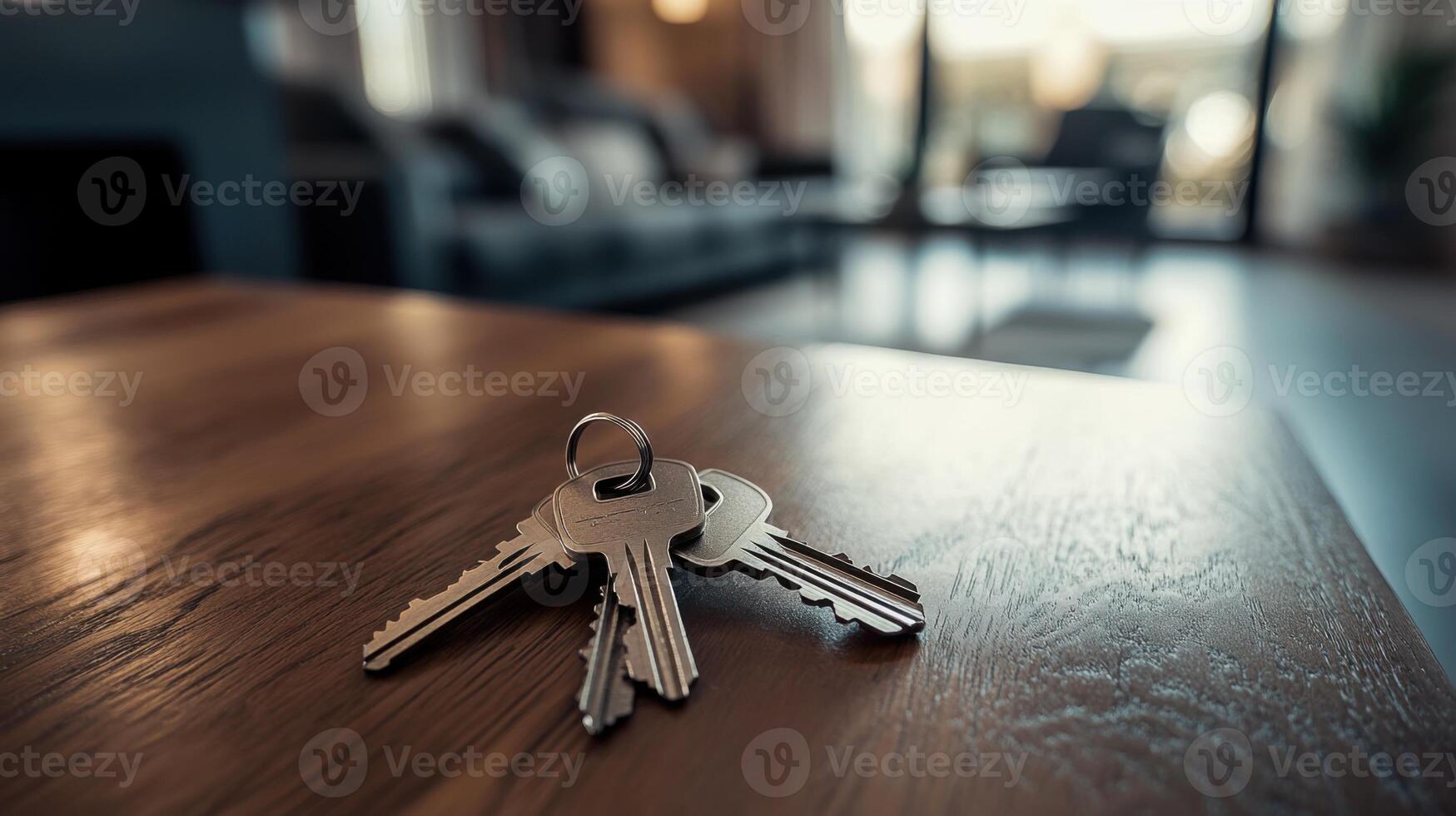 Keys on a table in a living room photo