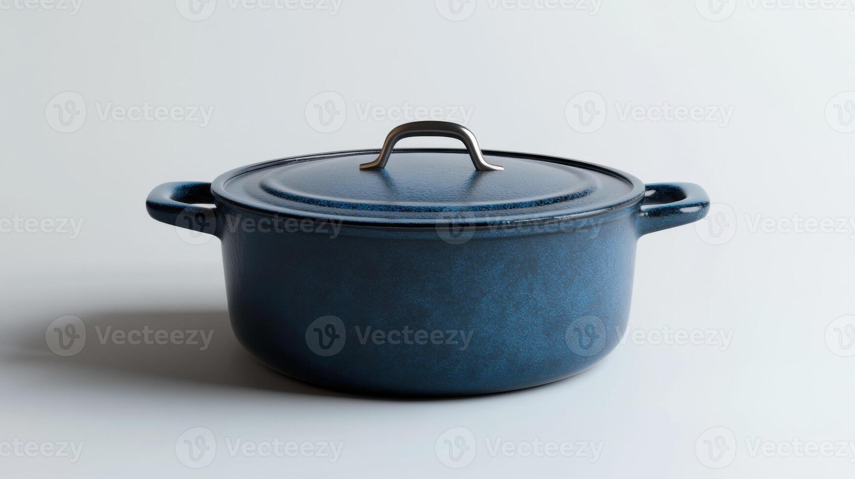 Elegant Blue Enamel Cast Iron Dutch Oven Cooking Pot with Lid photo