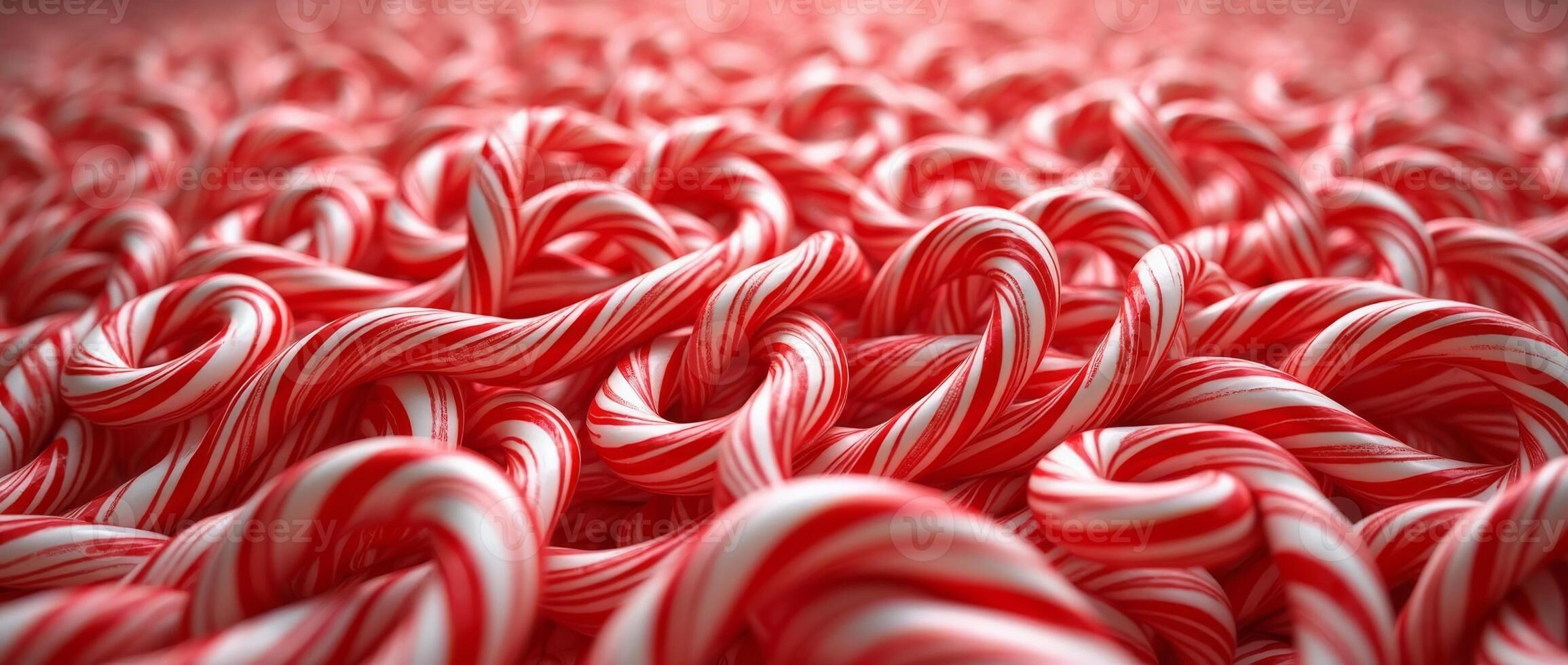 A close up of a bunch of red and white candy canes photo