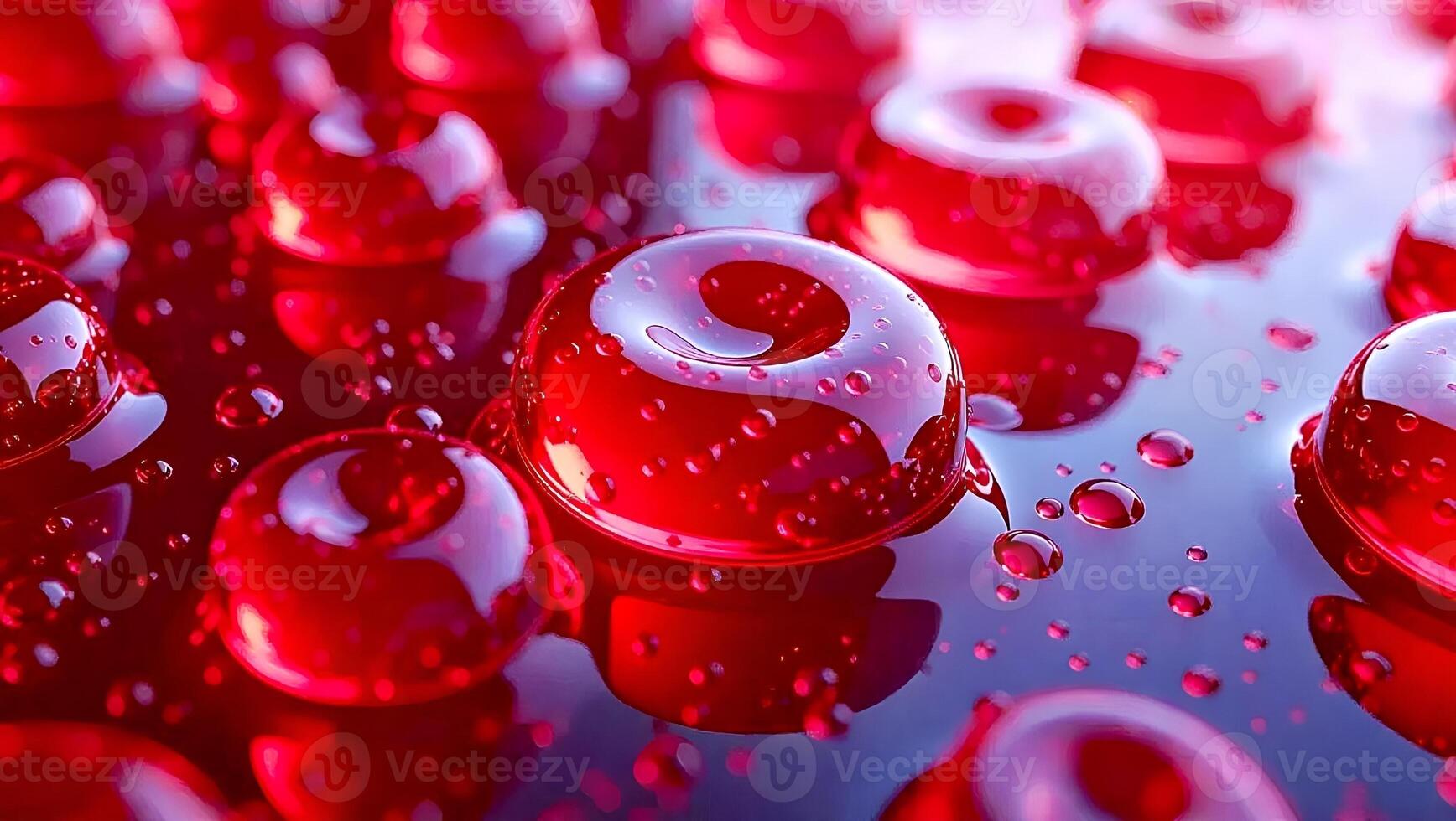 A close up of red liquid with bubbles photo