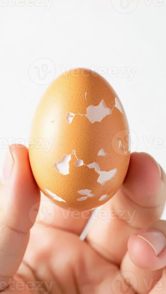 A person holding an egg with a crack in it photo