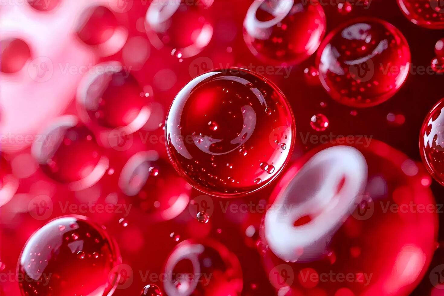 Red liquid bubbles on a red background photo