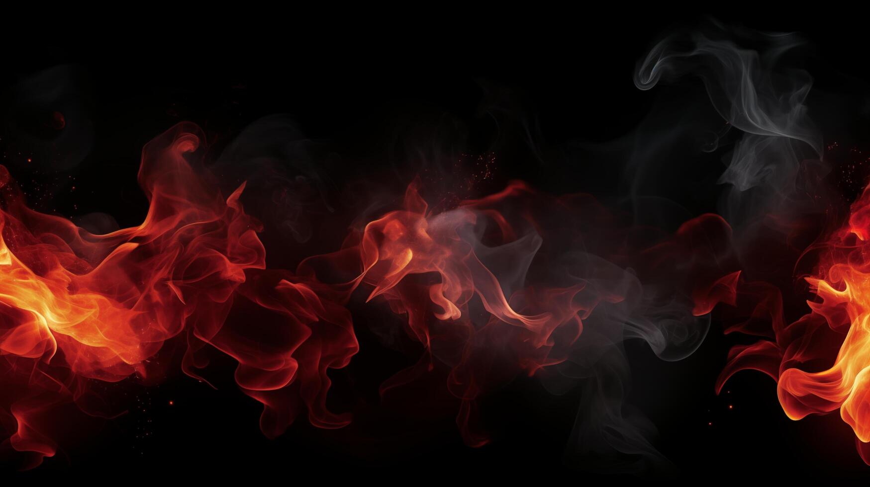 Red flames on black background photo