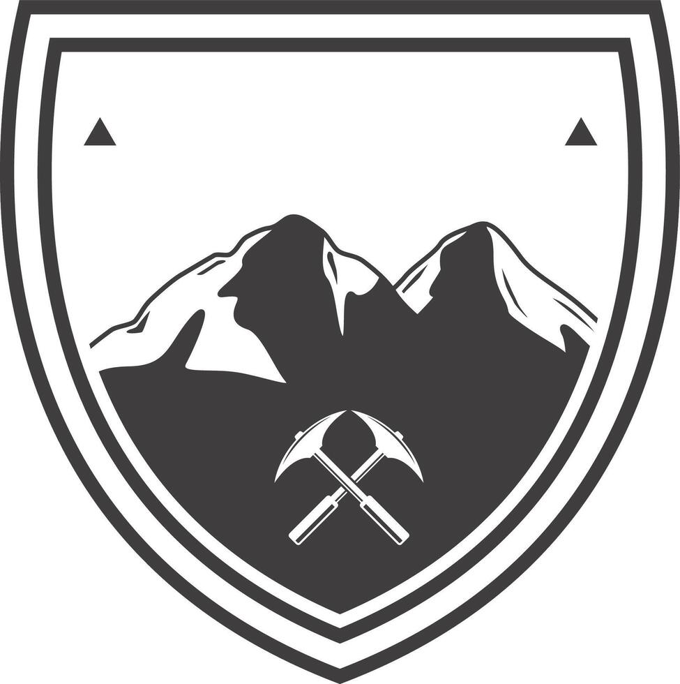 mountain badge icon set vector
