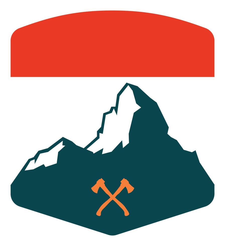 mountain badge logo design vector