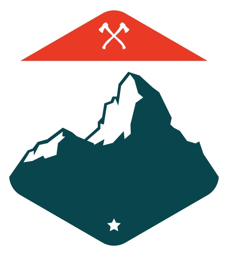 alpine mountain badge icons vector