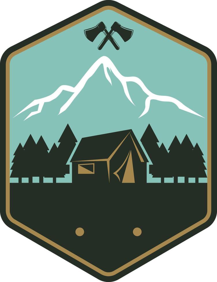 campfire badge patch set vector