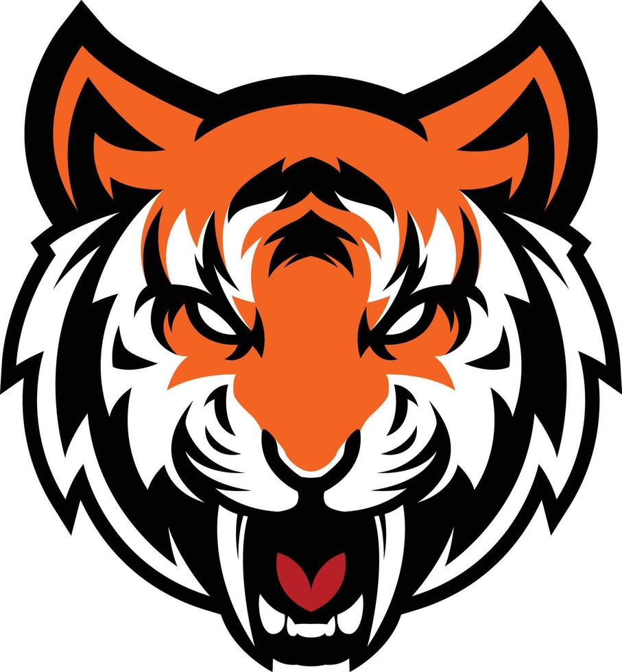 angry tiger head mascot vector
