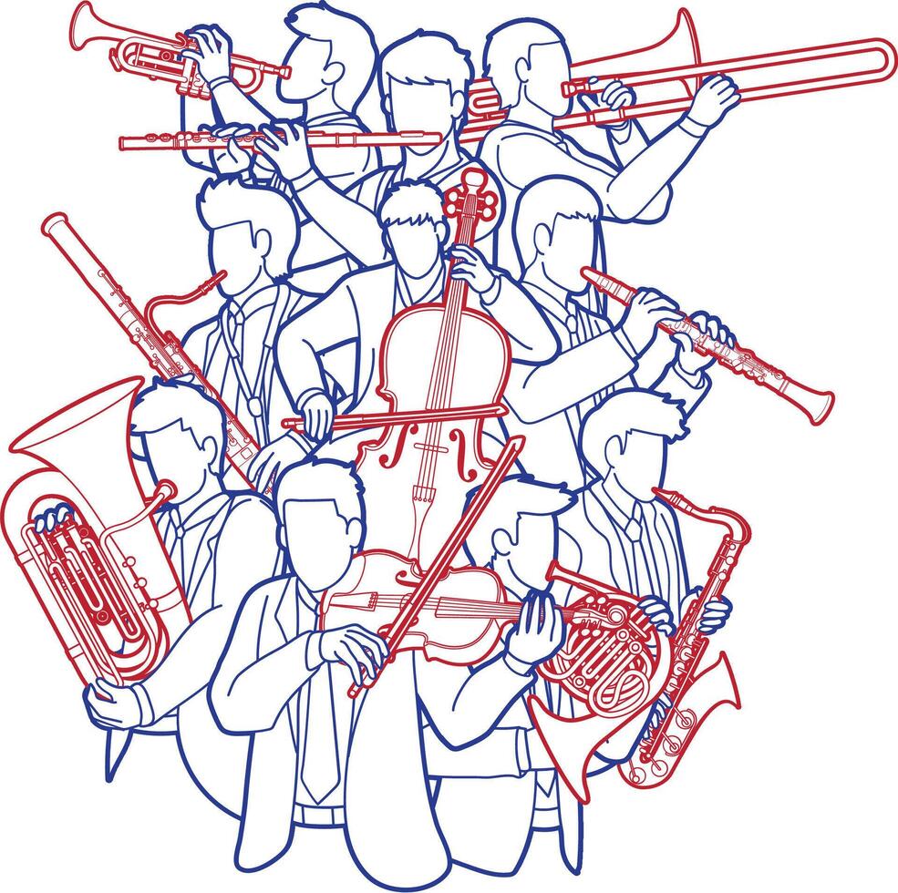 orchestra group outline vector