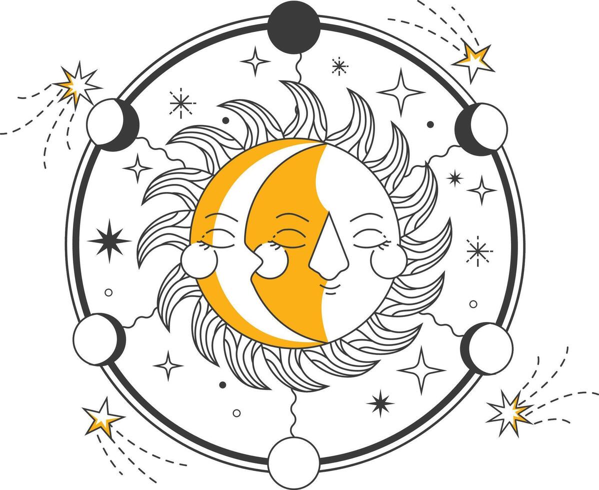 minimal cosmic tattoo design vector