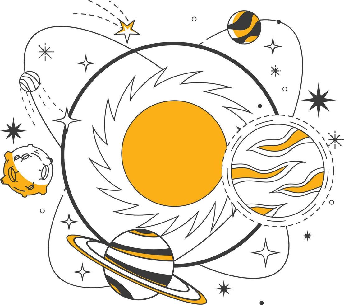 monotone galaxy tattoo style vector