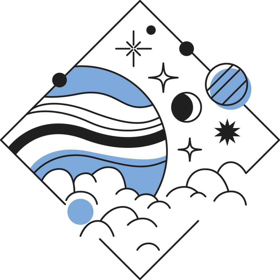 cosmic minimalist tattoo set vector