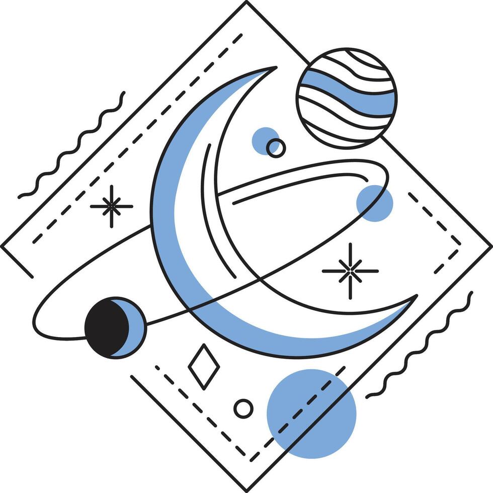 minimalist space tattoo art vector