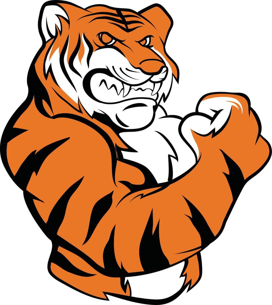 strong tiger mascot vector