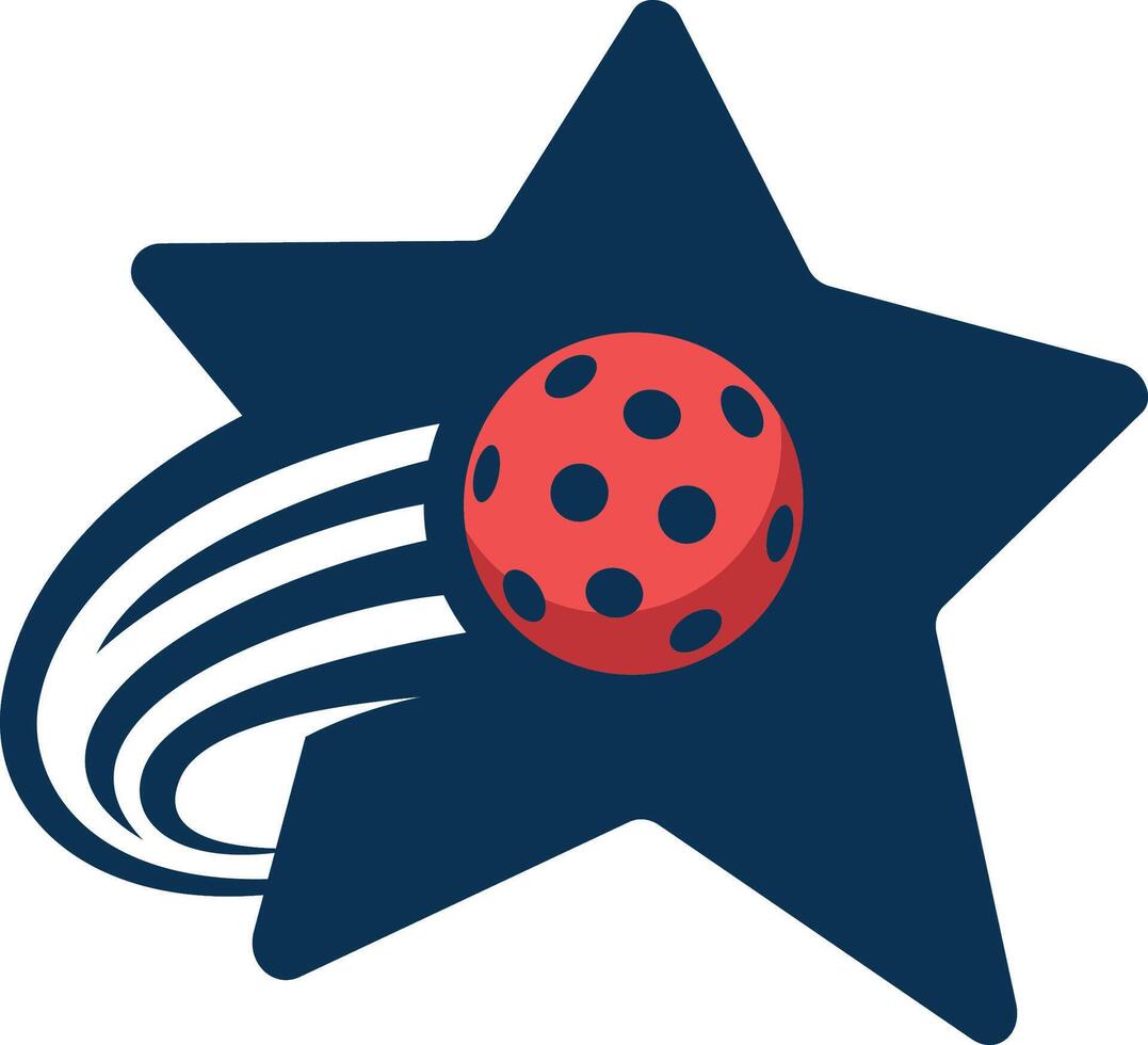 pickleball logo with a combination of a star and a moving ball vector