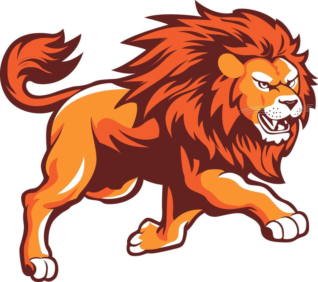 running lion wild animal cartoon design vector