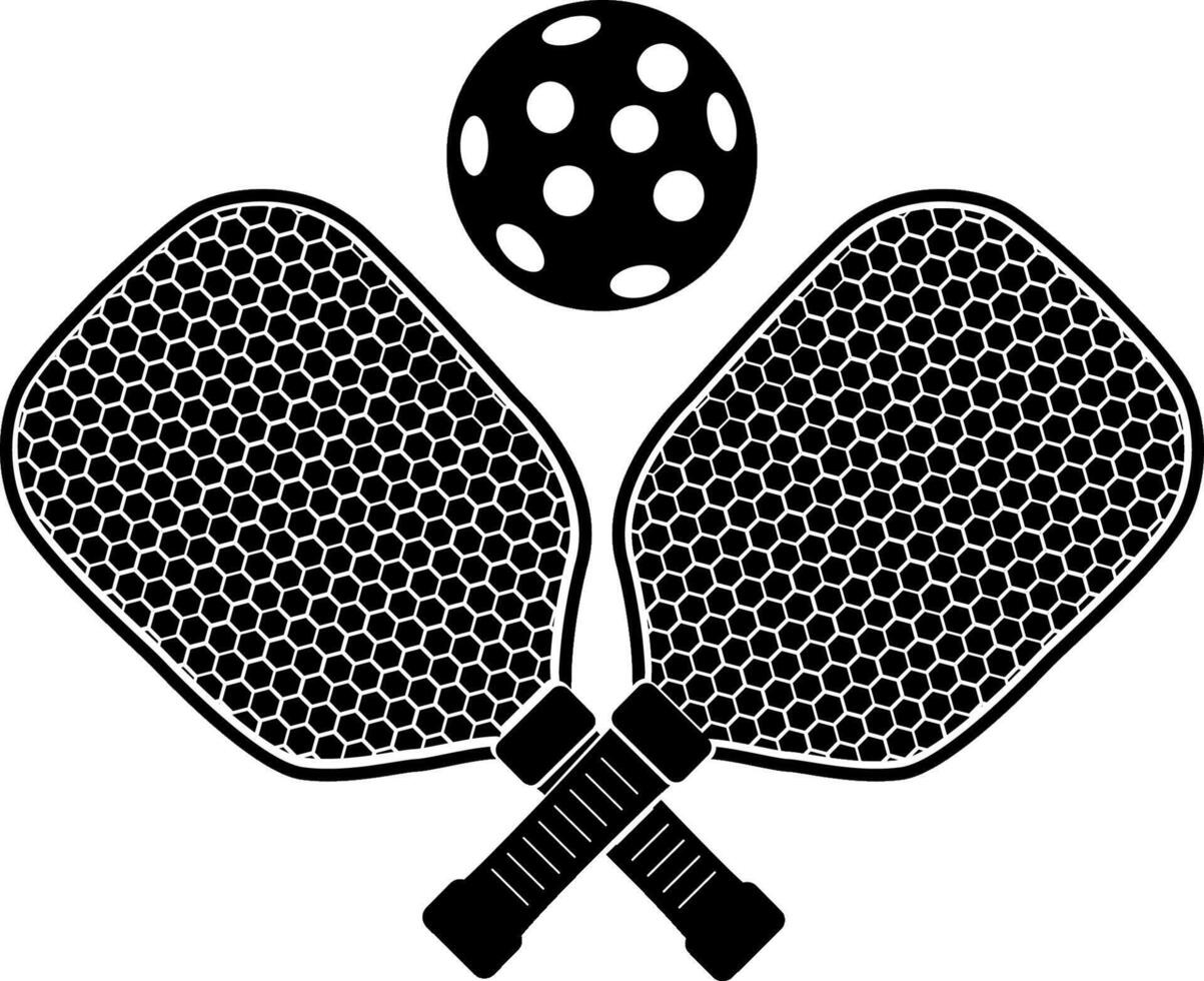 silhouette pickleball set vector