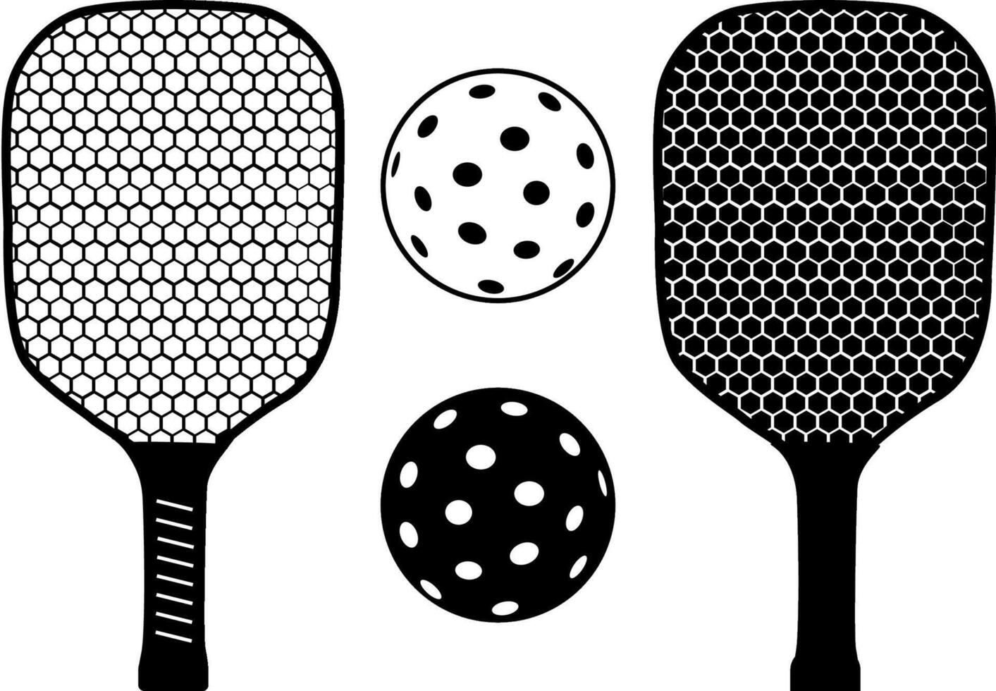 silhouette of pickleball gear vector