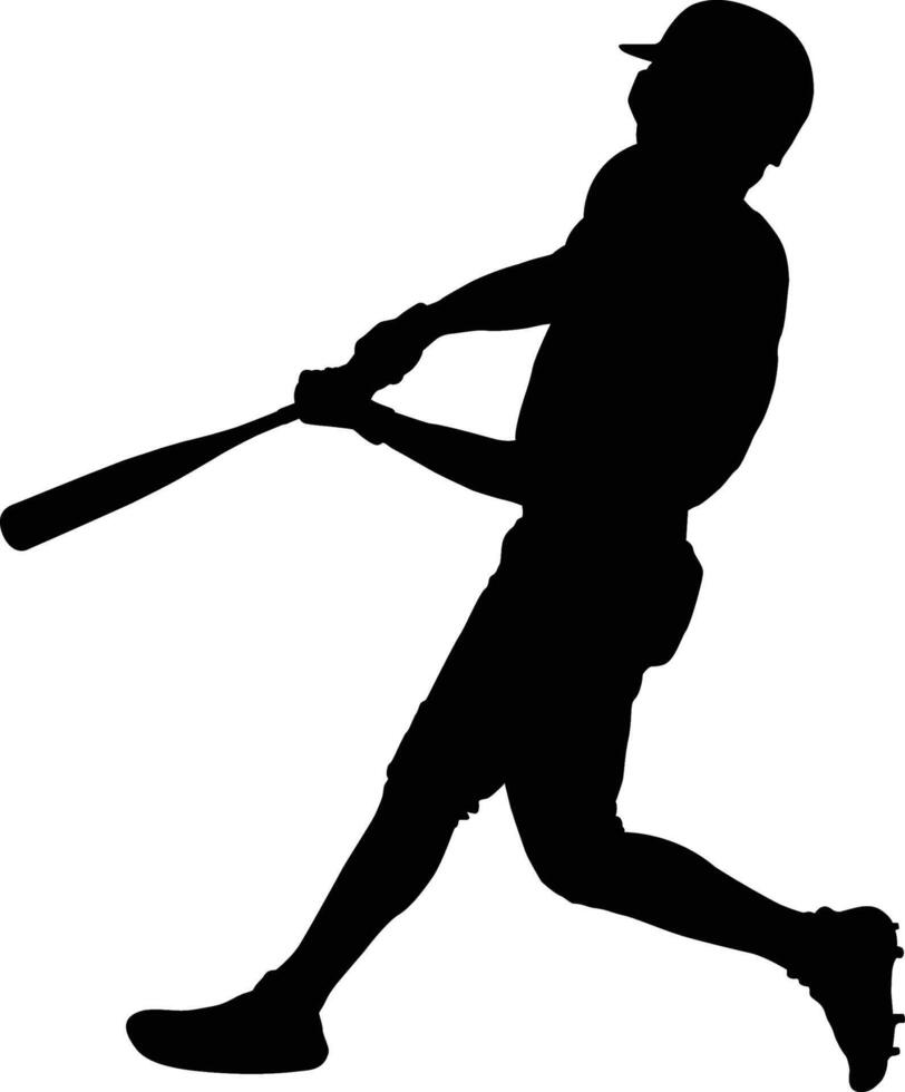 black silhouette baseball players vector