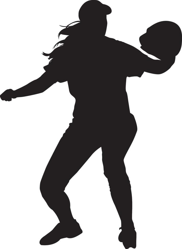 softball girl silhouette pack vector