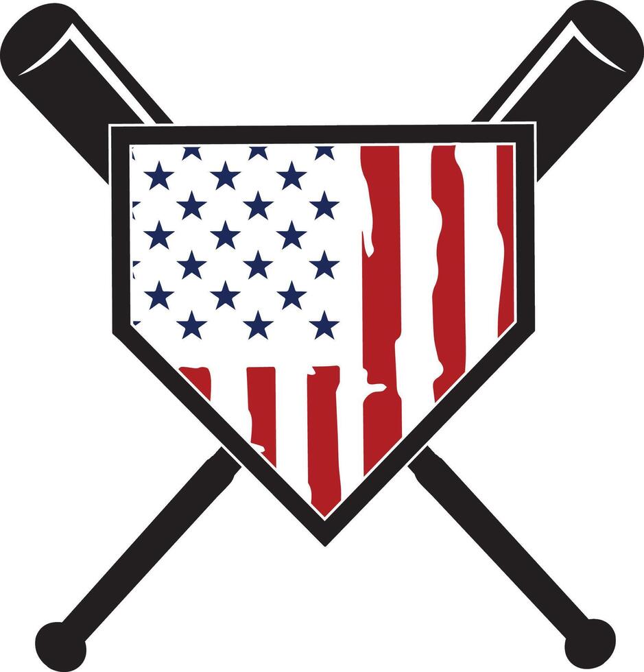 US flag baseball clipart vector
