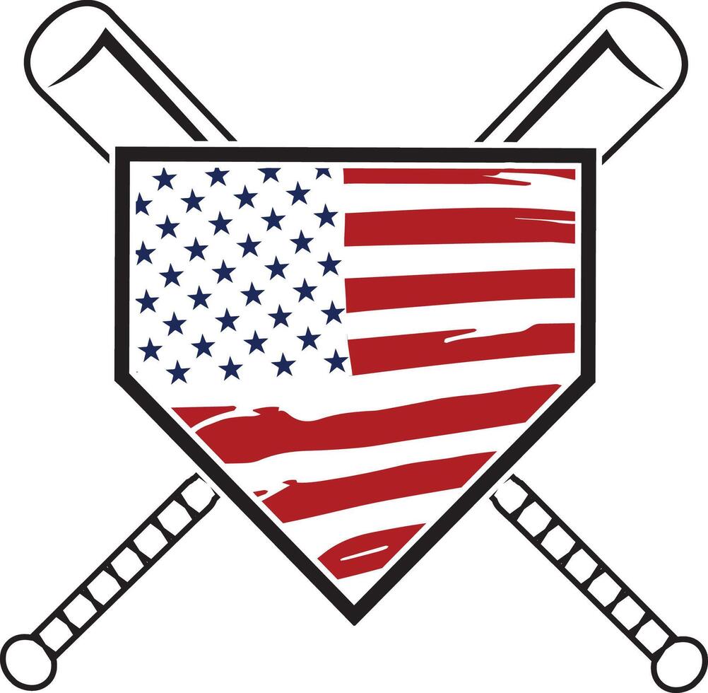 US flag baseball cut design vector