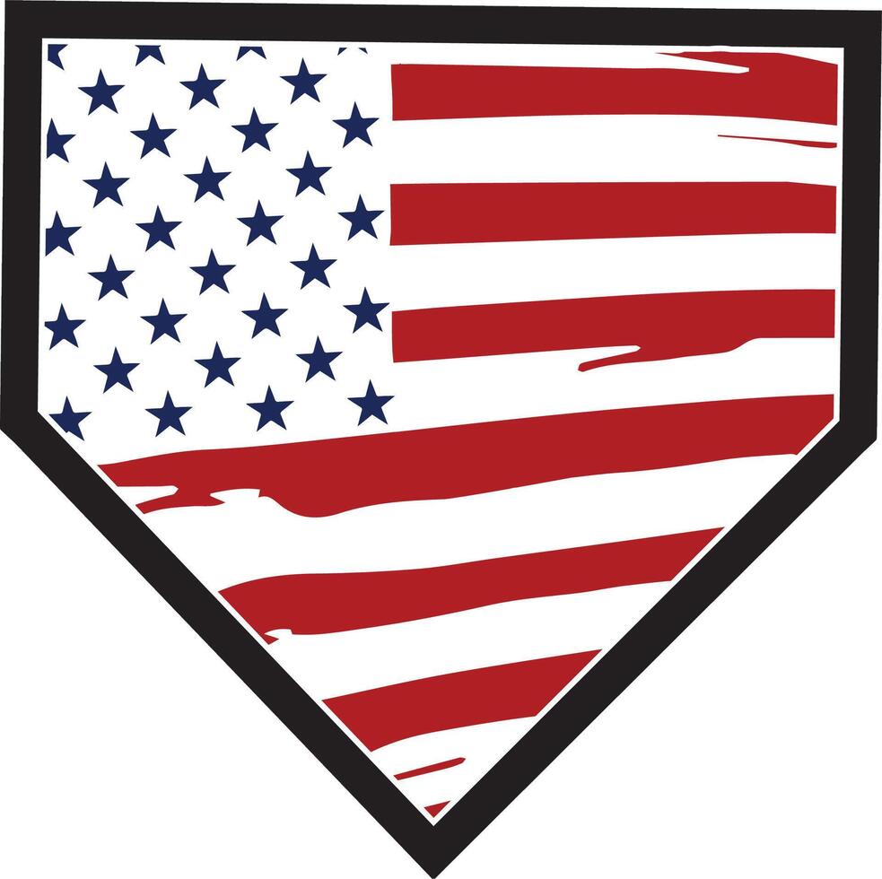 US flag baseball home plate vector