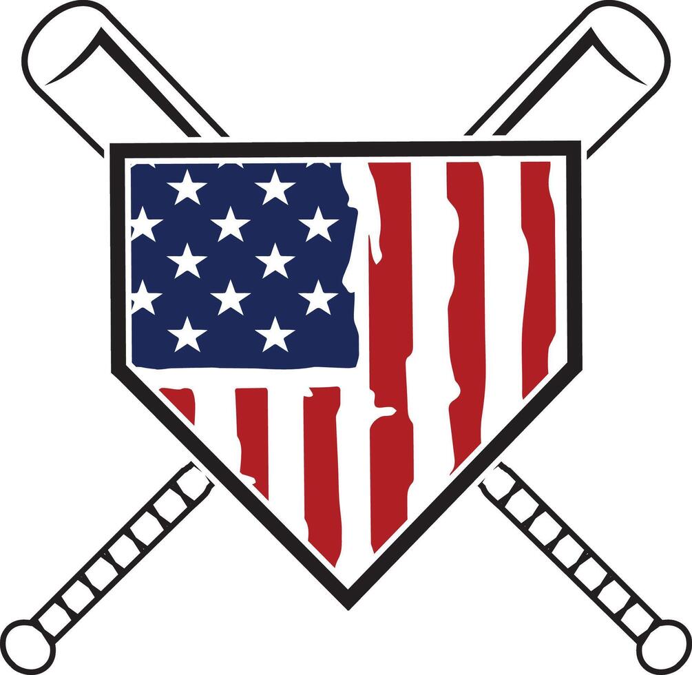 home plate with flag clipart vector