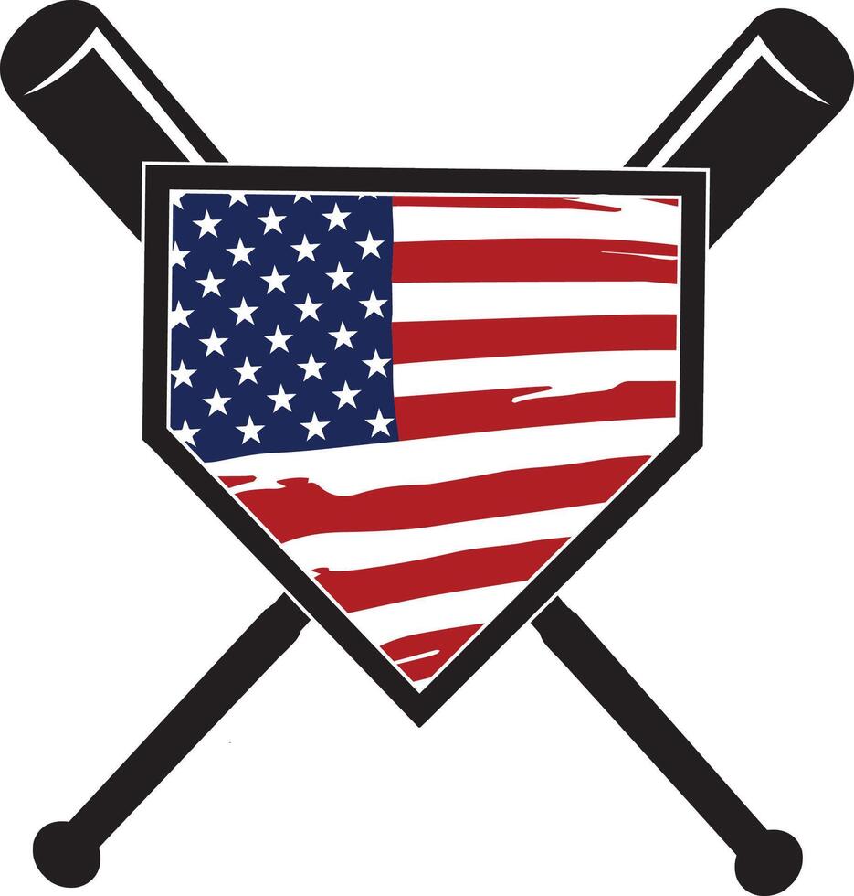 baseball and flag home plate vector