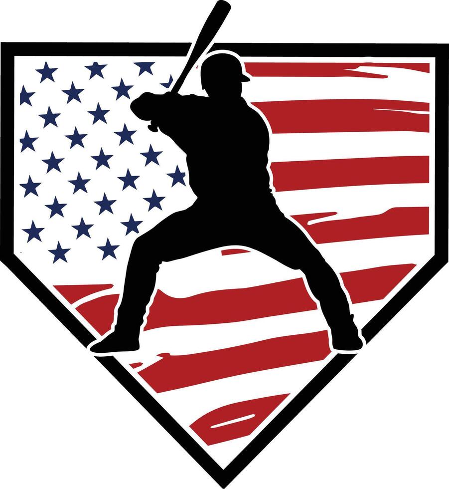 softball flag plate design vector