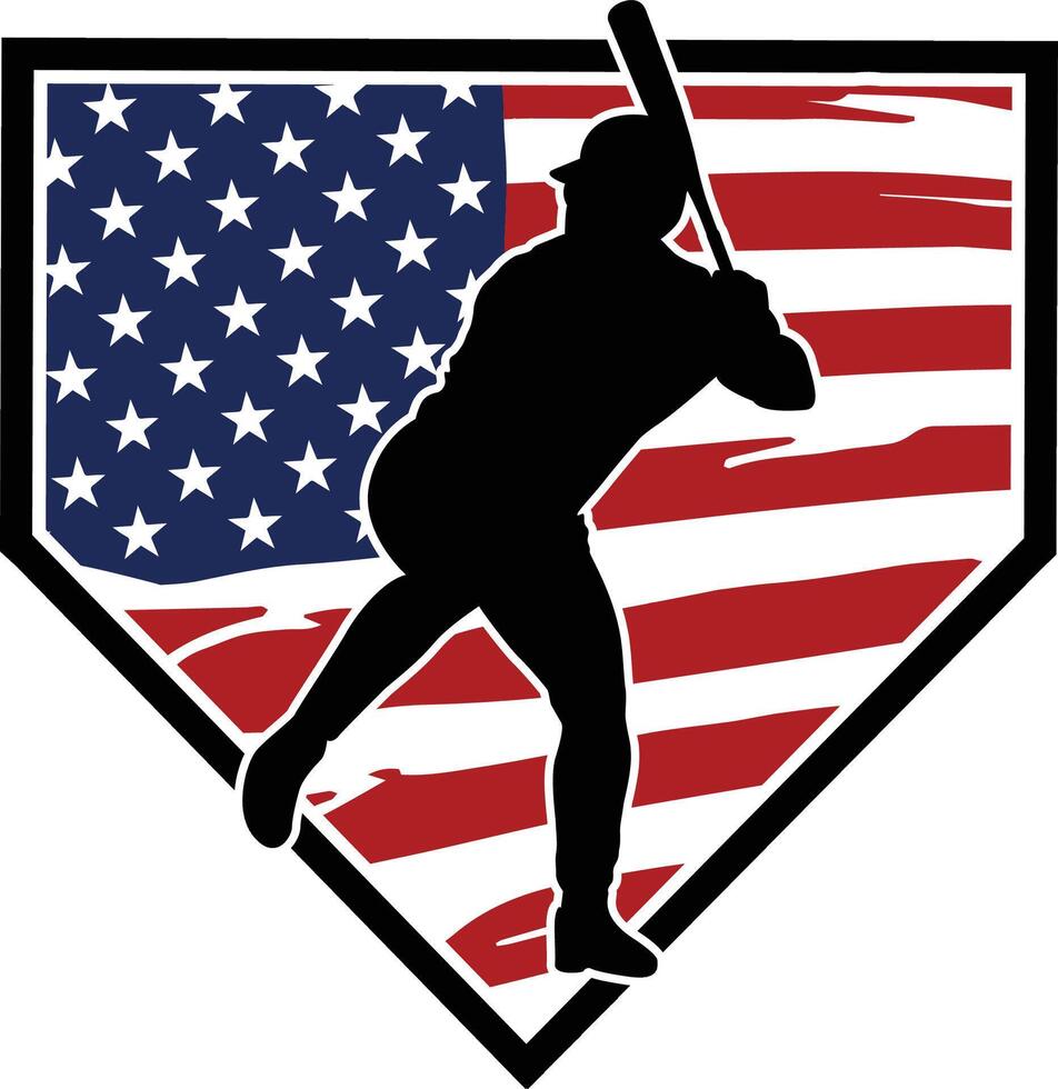 patriotic baseball men set vector