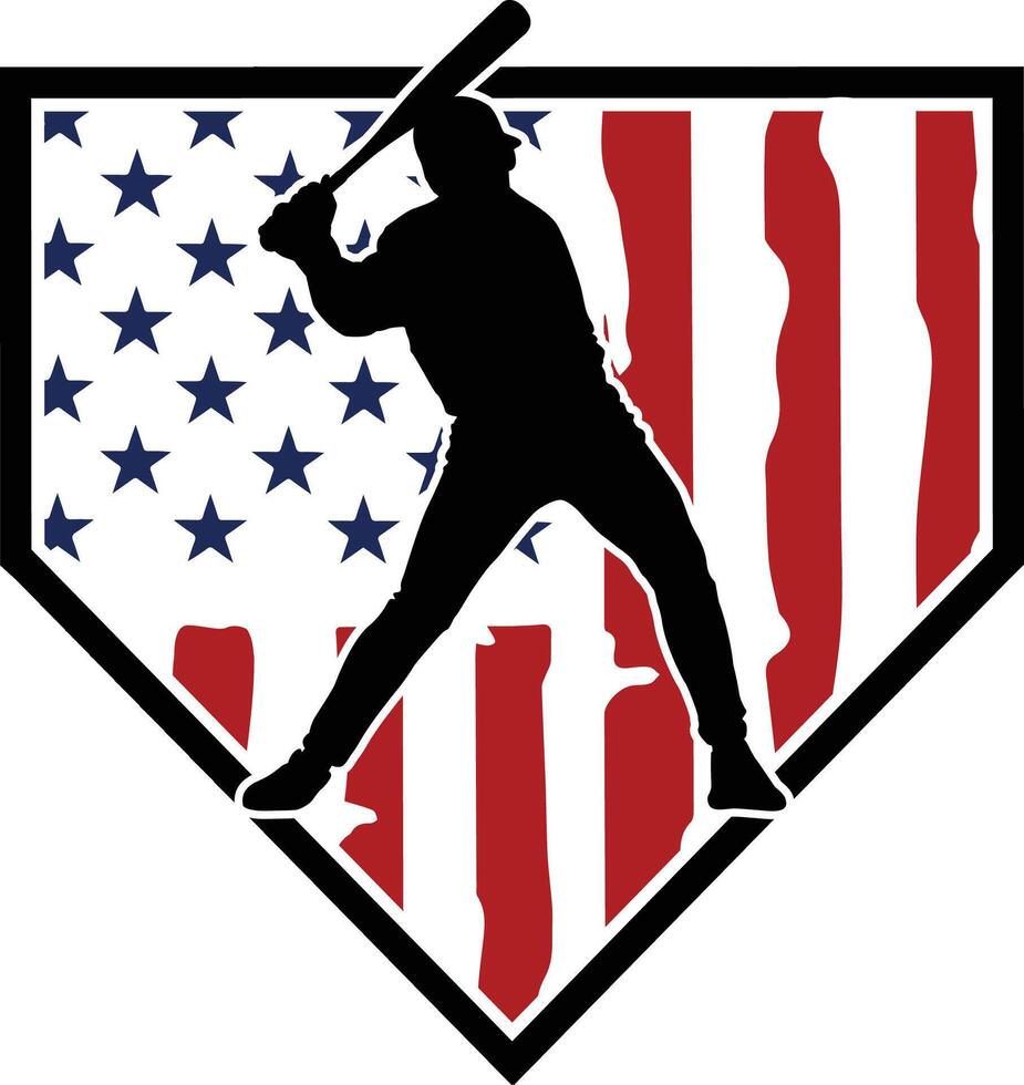 baseball player flag icon vector