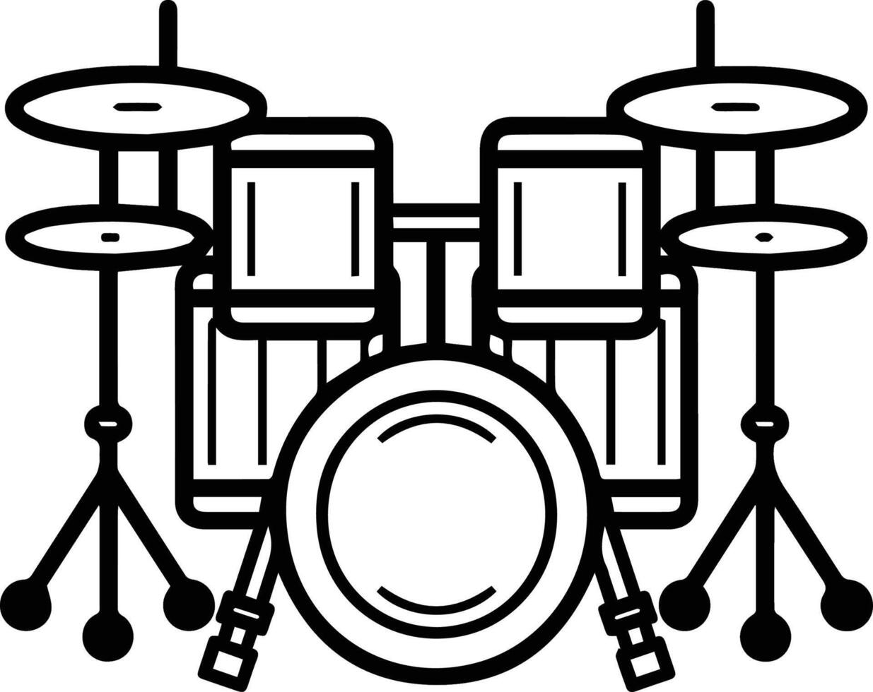 drums icon or modern line symbol line art and icon design with bold outline black and white pixel perfect minimalistic symbol isolated white background silhouette simple thin sign vector
