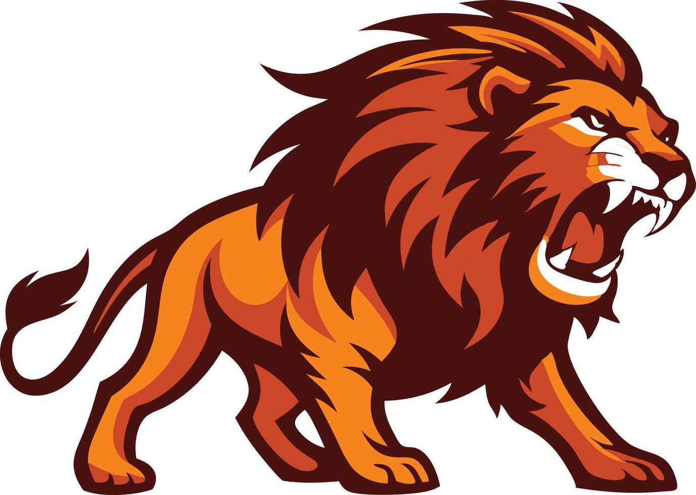 fierce lion roaring with a flowing mane symbolizing strength and power vector