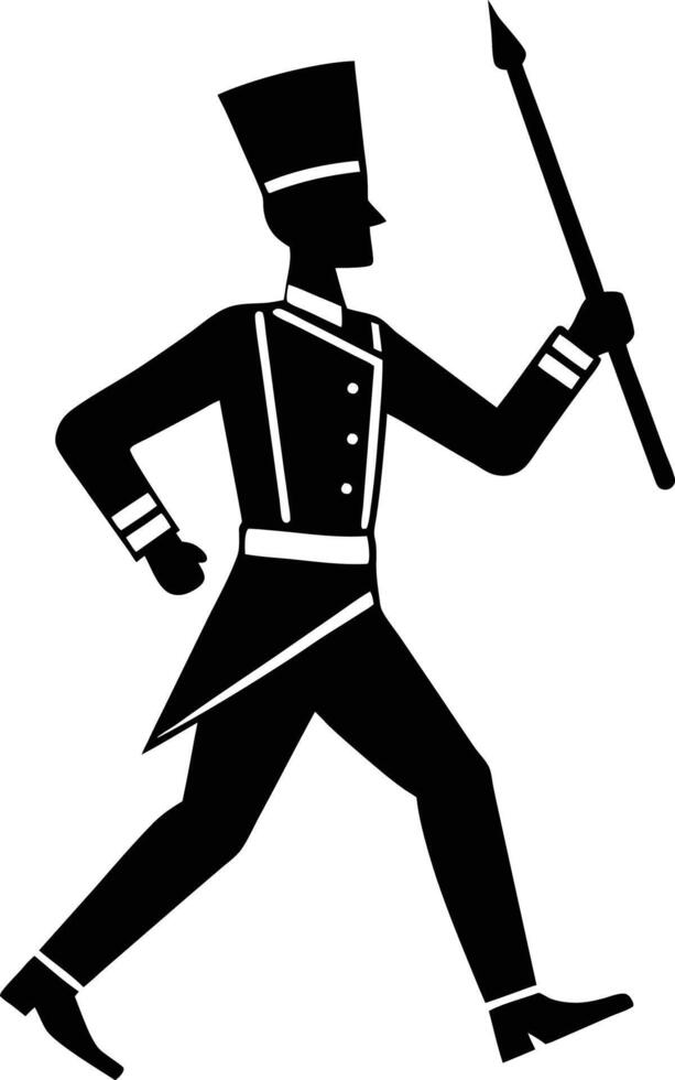marching man silhouette on white vector