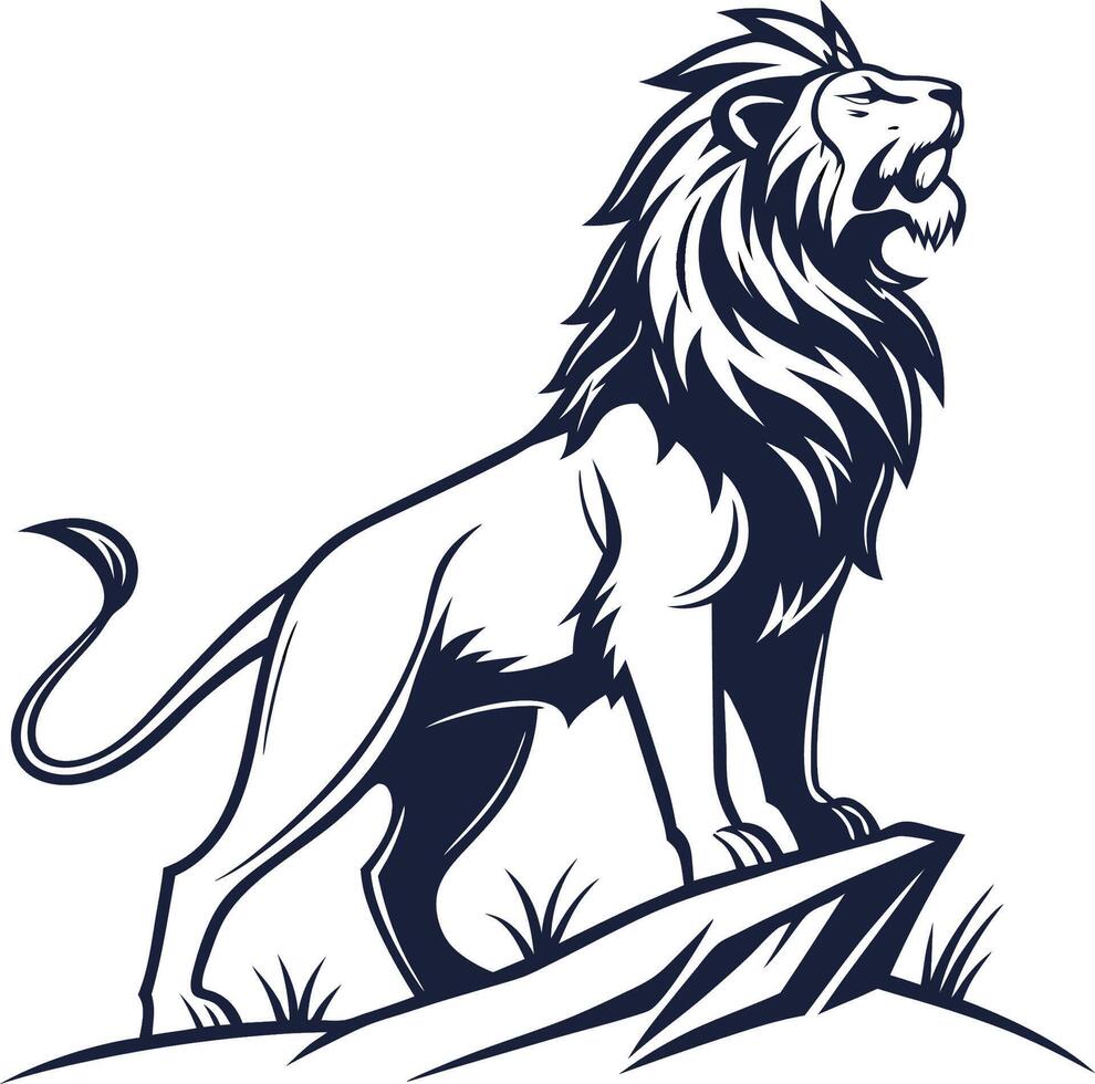 lion standing on a rock beautiful logo vector