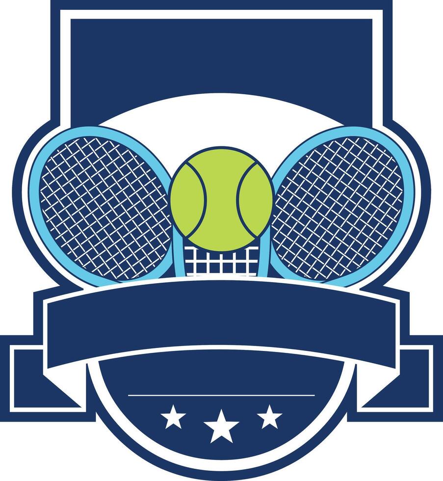 tennis tournament logo with rackets ball and classic sports design vector